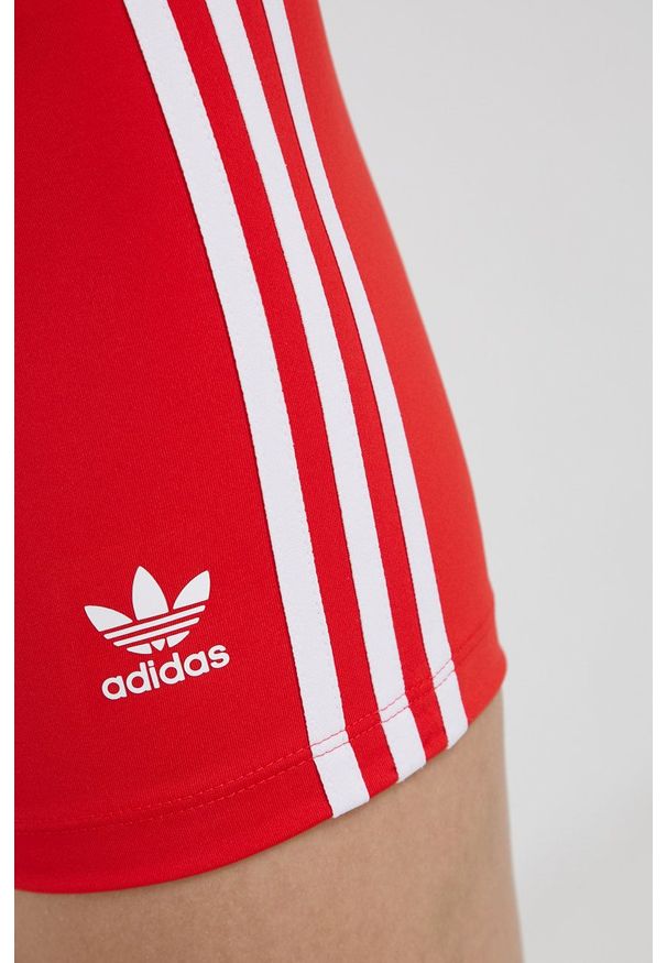 adidas Originals Szorty HC1958 damskie kolor czerwony gładkie high waist. Stan: podwyższony. Kolor: czerwony. Materiał: materiał, dzianina. Wzór: gładki