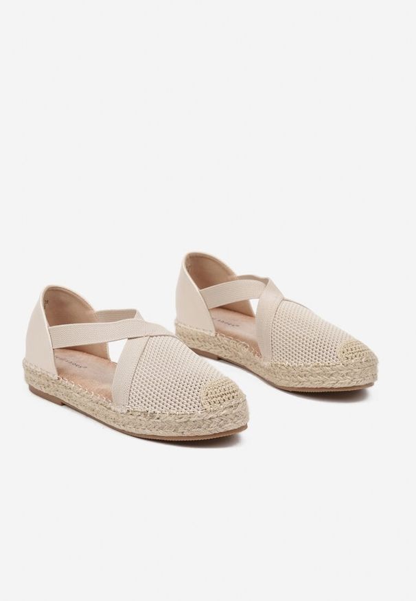 Born2be - Beżowe Espadryle Ozdobione Plecionką i Paskiem Morinia. Okazja: na co dzień. Zapięcie: pasek. Kolor: beżowy. Wzór: aplikacja. Obcas: na obcasie. Styl: elegancki, casual. Wysokość obcasa: niski