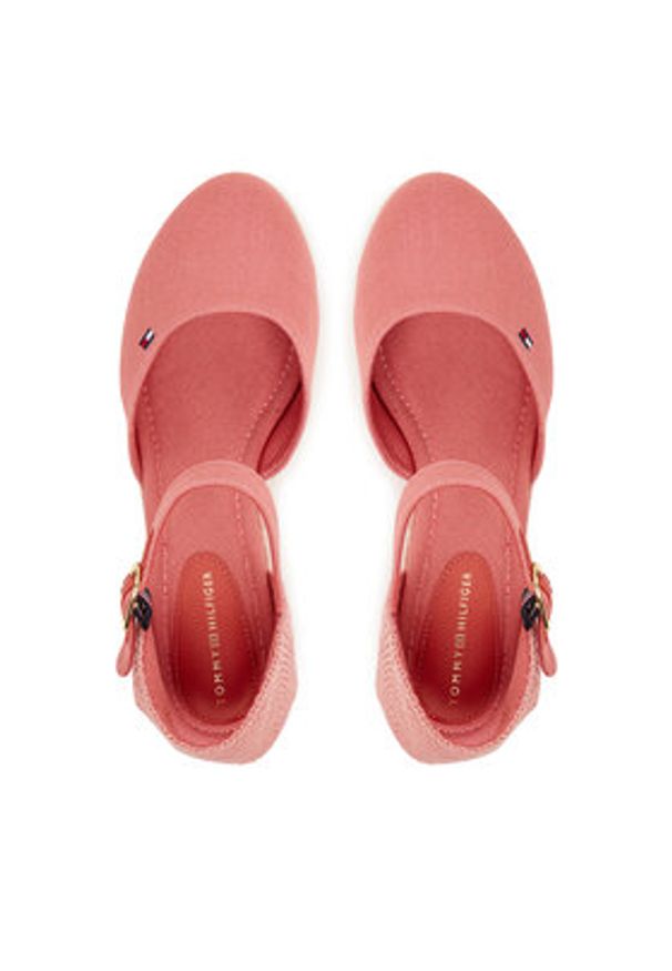 TOMMY HILFIGER - Tommy Hilfiger Espadryle Mid Wedge Espad Closed Toe FW0FW09233 Koralowy. Kolor: pomarańczowy. Materiał: materiał