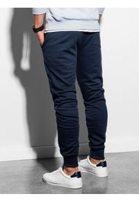 Ombre Clothing - Spodnie męskie dresowe joggery P867 - granatowe - XXL. Kolor: niebieski. Materiał: dresówka
