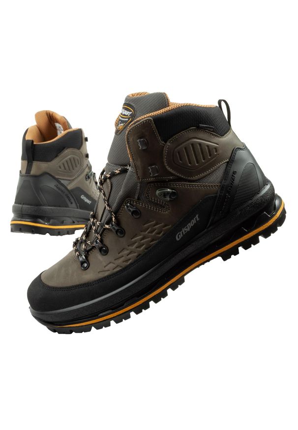 Buty trekkingowe męskie Grisport Grigio wodoodporne za kostkę. Wysokość cholewki: za kostkę. Kolor: wielokolorowy, brązowy, czarny. Materiał: skóra, materiał, tworzywo sztuczne. Szerokość cholewki: normalna. Sport: turystyka piesza