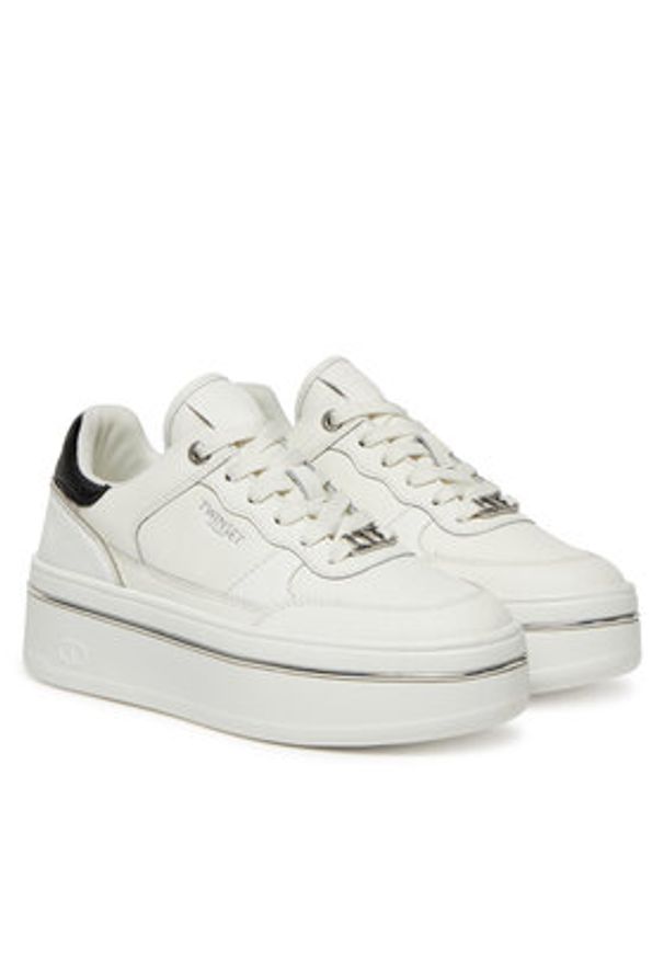 TwinSet - TWINSET Sneakersy 251TCP014 Biały. Kolor: biały. Materiał: skóra