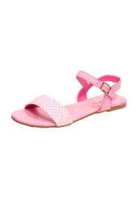 vices - Różowe sandały, buty damskie VICES 4098-20. Kolor: różowy. Materiał: tkanina, skóra. Obcas: na obcasie. Wysokość obcasa: średni #1