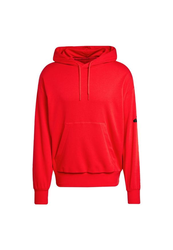 Adidas - Bluza z kapturem Essentials Loose-Fit 3 Bar Logo French Terry. Typ kołnierza: kaptur. Kolor: czerwony, wielokolorowy, czarny. Materiał: materiał