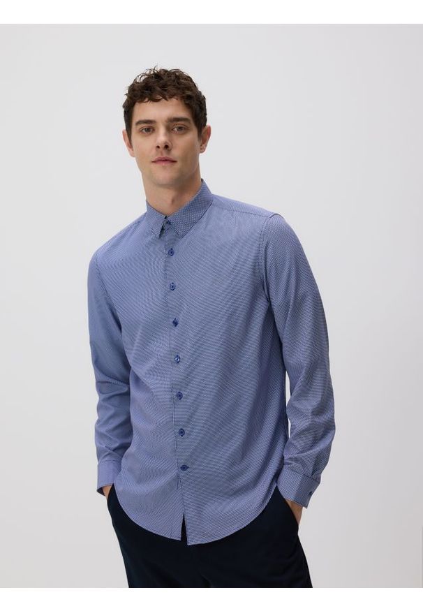 Reserved - Koszula slim fit - granatowy. Kolor: niebieski. Materiał: tkanina