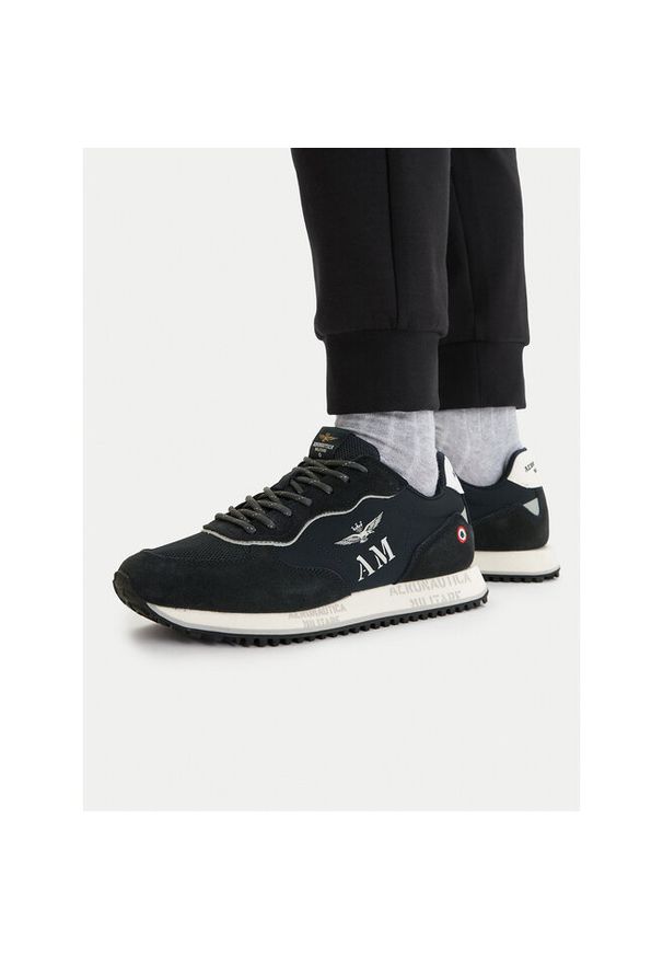 Sneakersy Aeronautica Militare. Kolor: niebieski