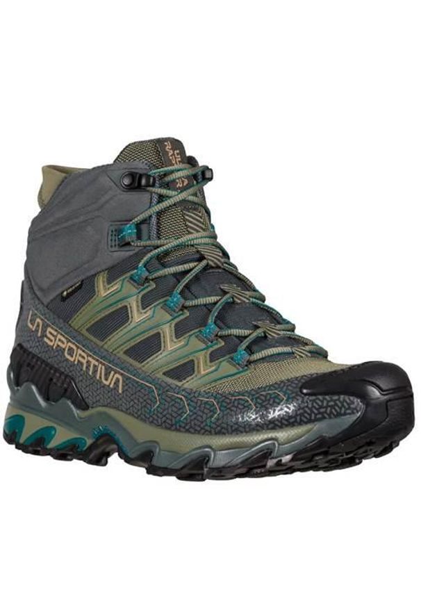 LA SPORTIVA - Buty trekkingowe męskie La Sportiva La Ultra Raptor Ii Mid Gtx. Wysokość cholewki: za kostkę. Kolor: wielokolorowy, zielony. Materiał: syntetyk, materiał. Szerokość cholewki: normalna. Sport: turystyka piesza
