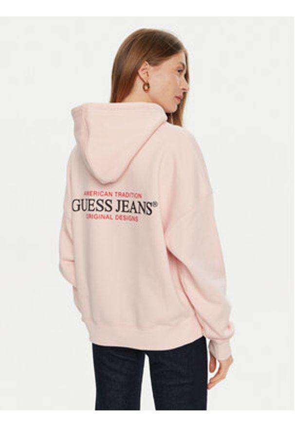 Guess Jeans Bluza W4BQ21 KC811 Różowy Regular Fit. Kolor: różowy. Materiał: bawełna
