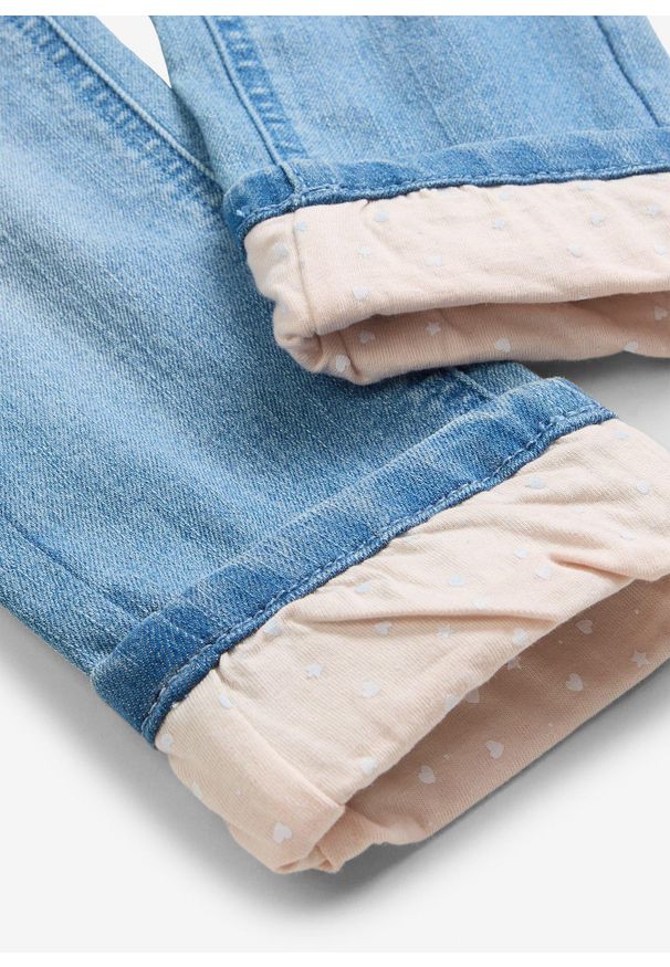 bonprix - Dżinsy ocieplane na podszewce z dżerseju, slim fit. Kolor: niebieski