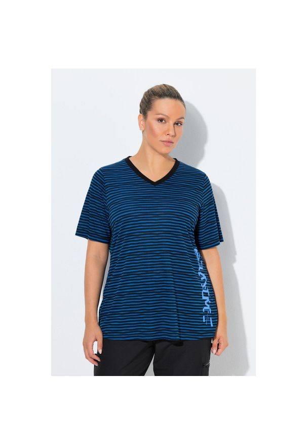 ULLA POPKEN - Damskie Koszulka funkcjonalna. Kolekcja: plus size. Kolor: niebieski. Materiał: poliester, wiskoza, materiał