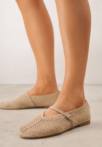 Renee - Ciemnobeżowe Balerinki VICES w Stylu Mary Jane z Plecioną Cholewką Tawney. Kolor: beżowy. Szerokość cholewki: normalna. Sezon: lato. Styl: boho, klasyczny #5