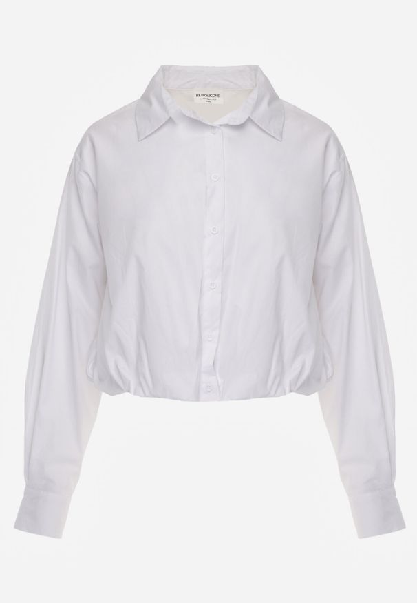 Born2be - Biała Bawełniana Koszula o Kroju Bombki Oversize Walelia. Okazja: na co dzień. Kolor: biały. Materiał: bawełna. Styl: casual