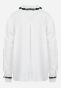 Born2be - Biała Koszula Oversize z Koronką Alleio. Kolor: biały. Materiał: koronka. Wzór: koronka #3