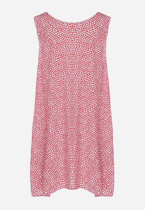 Born2be - Czerwona Bawełniana Rozkloszowana Sukienka Ozdobiona Kwiatami i Guzikami Lisavella. Okazja: na co dzień, na spacer. Kolor: czerwony. Materiał: bawełna. Wzór: kwiaty, aplikacja. Sezon: lato. Styl: casual, klasyczny, elegancki