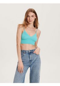 Reserved - Crop top - niebieski. Kolor: niebieski. Materiał: wiskoza, dzianina. Długość: krótkie #1