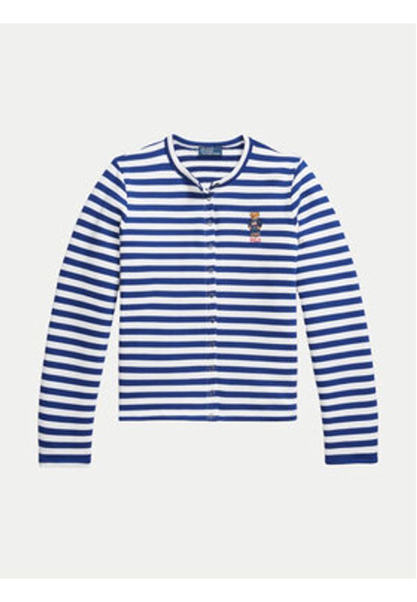 Polo Ralph Lauren Kardigan 211963465001 Niebieski Slim Fit. Typ kołnierza: polo. Kolor: niebieski. Materiał: bawełna