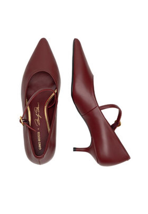 Gino Rossi - GINO ROSSI Czółenka LILIAN-526-1 Bordowy. Kolor: czerwony. Materiał: skóra. Obcas: na szpilce