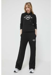 Love Moschino bluza damska kolor czarny z kapturem z nadrukiem. Okazja: na co dzień. Typ kołnierza: kaptur. Kolor: czarny. Wzór: nadruk. Styl: casual #3