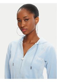 Juicy Couture Bluza Velour Crop JCWAS225351 Błękitny Regular Fit. Kolor: niebieski. Materiał: welur