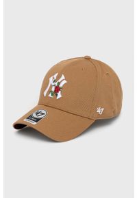 47 Brand - 47brand czapka New York Yankees kolor brązowy z aplikacją. Kolor: brązowy. Wzór: aplikacja