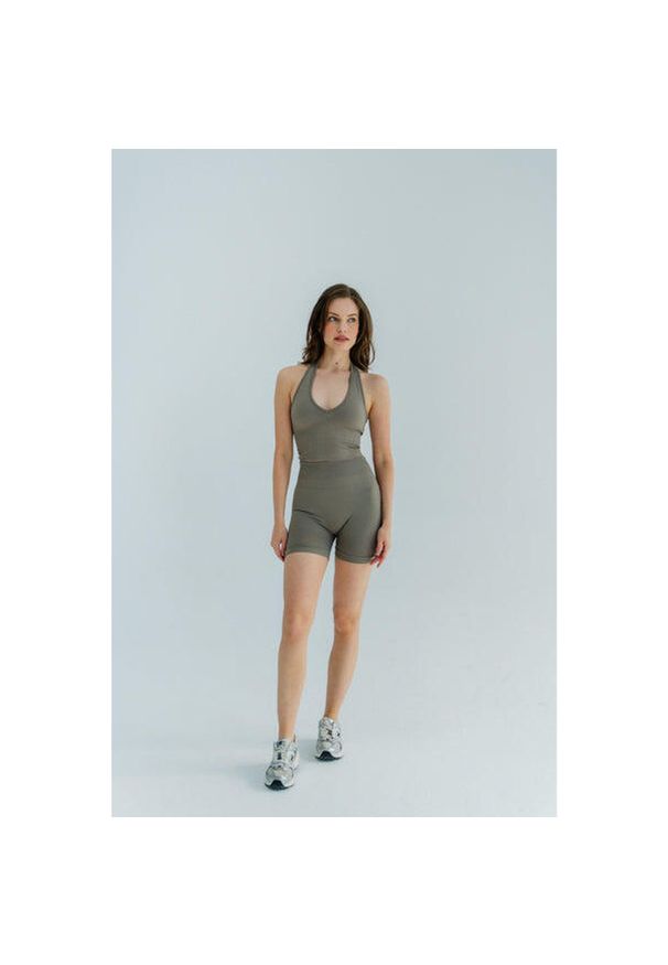 MOONHOLI - Krótkie spodenki do jogi Moonholi Malibu Mornings modelujące z efektem push up. Kolor: szary. Długość: krótkie. Sport: joga i pilates