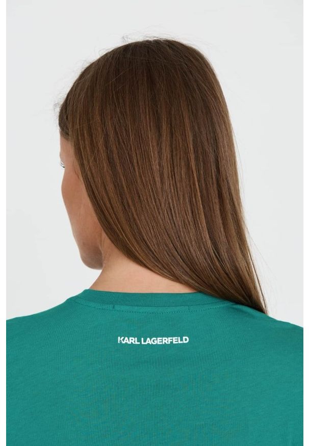 Karl Lagerfeld - KARL LAGERFELD Turkusowy t-shirt Ikonik 2.0. Kolor: niebieski
