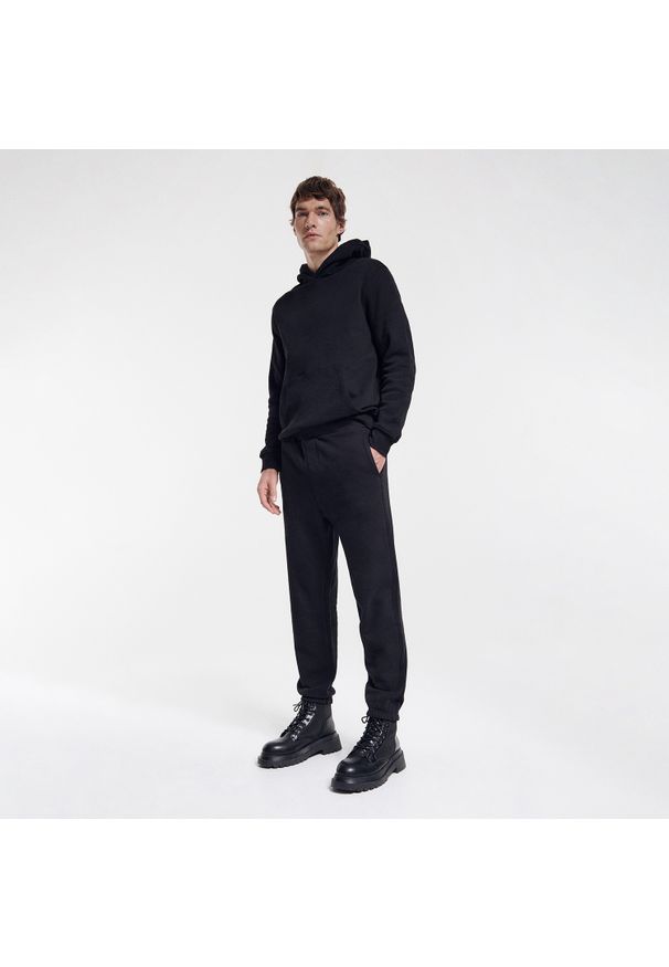 Reserved - PREMIUM Spodnie dresowe z bawełny organicznej - Czarny. Kolor: czarny. Materiał: dresówka, bawełna