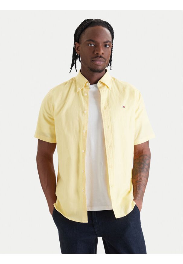 TOMMY HILFIGER - Tommy Hilfiger Koszula MW0MW42450 Żółty Regular Fit. Kolor: żółty. Materiał: bawełna