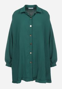 Born2be - Zielona Sukienka Plisowana Koszulowa Volno. Kolor: zielony. Materiał: tkanina. Sezon: zima. Typ sukienki: koszulowe #6