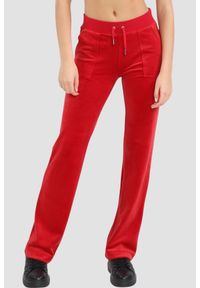 Juicy Couture - JUICY COUTURE Czerwone damskie spodnie welurowe Del Ray Pocket Pant, Rozmiar M. Kolor: czerwony. Materiał: welur #2