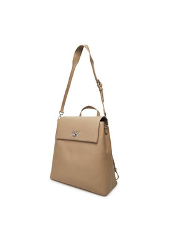 Calvin Klein Plecak Ck Flap Backpack With Conv Strap K60K613038 Beżowy. Kolor: beżowy. Materiał: skóra