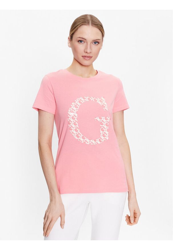 Guess T-Shirt Alethea V3GI00 I3Z14 Różowy Regular Fit. Kolor: różowy. Materiał: bawełna