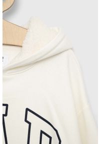 GAP bluza dziecięca kolor biały z kapturem z nadrukiem. Okazja: na co dzień. Typ kołnierza: kaptur. Kolor: biały. Wzór: nadruk. Styl: casual #3