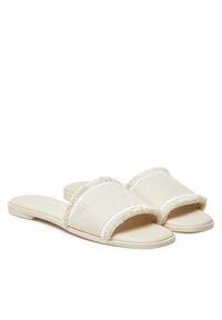 TOMMY HILFIGER - Tommy Hilfiger Klapki Fringe Canvas Flat Sandal FW0FW08908 Beżowy. Kolor: beżowy. Materiał: materiał