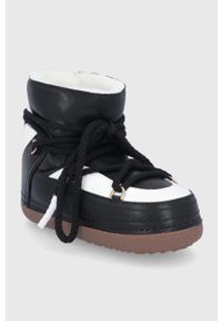 Inuikii Śniegowce skórzane kolor czarny. Nosek buta: okrągły. Zapięcie: sznurówki. Kolor: czarny. Materiał: skóra