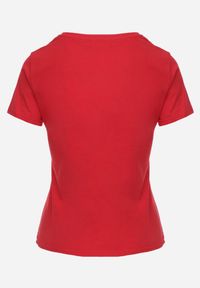 Born2be - Czerwony Bawełniany T-shirt w Klasycznym Stylu Nedila. Kolor: czerwony. Materiał: bawełna. Długość: długie. Styl: klasyczny #6