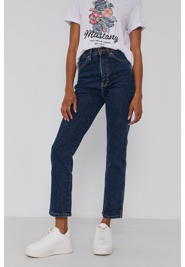 Wrangler - Jeansy Wild West. Stan: podwyższony. Kolor: niebieski