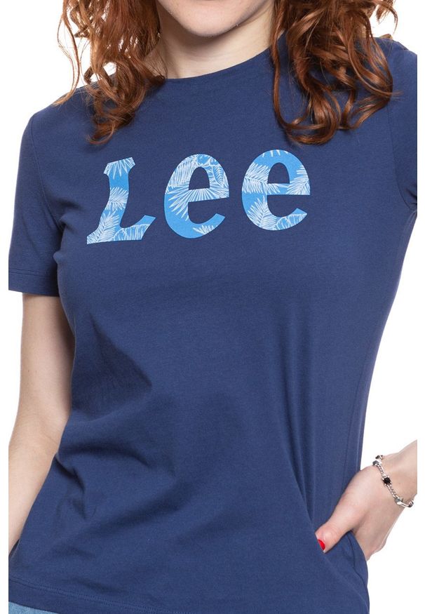 Lee - LEE T SHIRT DAMSKI SLIM LOGO TEE BLUEPRINT L43KEHLH 112109663. Wzór: nadruk