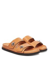 Tory Burch Klapki T Lock Sport Slide 166905 Brązowy. Kolor: brązowy. Materiał: skóra. Styl: sportowy #6