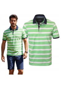 Męska Koszulka Polo - Pako Jeans - Zielone Prążki. Okazja: na co dzień. Typ kołnierza: polo. Kolor: zielony. Materiał: bawełna. Wzór: prążki, paski. Styl: casual #6