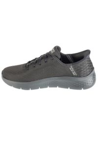skechers - Buty do chodzenia męskie Skechers Slip ins Go Walk Flex Hands Up. Kolor: czarny. Materiał: tkanina, materiał. Szerokość cholewki: normalna. Sport: turystyka piesza