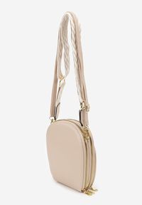 Born2be - Beżowa Mała Torebka Owalna z Ozdobnym Paskiem i Pikowaniem Saeuse. Kolor: beżowy. Materiał: pikowane. Rozmiar: małe. Styl: casual, elegancki #3
