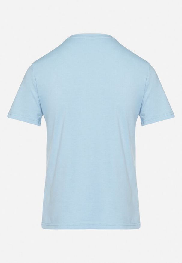 Born2be - Niebieski T-shirt z Krótkim Rękawem Elldora. Okazja: na co dzień. Kolor: niebieski. Materiał: bawełna, jeans. Długość rękawa: krótki rękaw. Długość: krótkie. Styl: casual