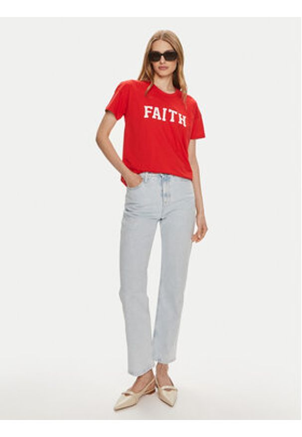 Kaffe T-Shirt Karagil 10506795 Czerwony Loose Fit. Kolor: czerwony. Materiał: bawełna