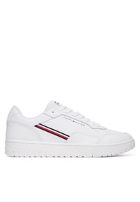 TOMMY HILFIGER - Tommy Hilfiger Sneakersy Th Basket Core Stripes FM0FM05631 Biały. Kolor: biały. Materiał: skóra