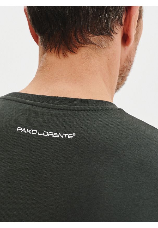 Pako Lorente - PAKO LORENTE – Bawełniany oliwkowy t-shirt. Okazja: na co dzień. Kolor: oliwkowy, niebieski, żółty. Materiał: bawełna. Styl: casual