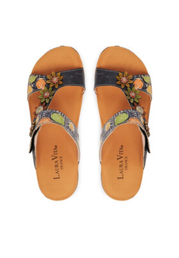 Laura Vita Klapki Facscineo 05 Czarny. Kolor: czarny. Materiał: skóra