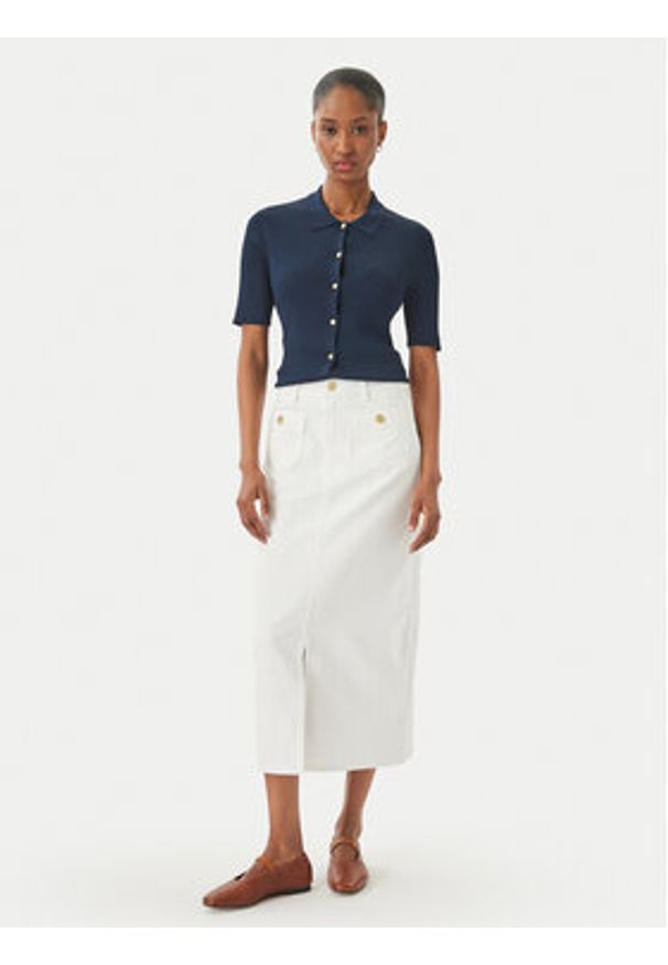 TOMMY HILFIGER - Tommy Hilfiger Spódnica jeansowa WW0WW48607 Biały Regular Fit. Kolor: biały. Materiał: bawełna