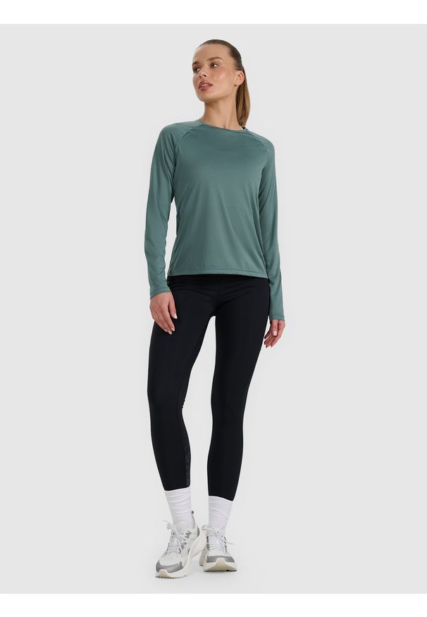 4f - 4F Longsleeve do biegania w terenie szybkoschnący damski - turkusowy S. Kolor: turkusowy. Materiał: tkanina, włókno, materiał. Długość rękawa: długi rękaw. Długość: długie