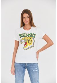 Kenzo - KENZO Biały damski t-shirt Tiger Varsity crewneck, Rozmiar S. Kolor: biały #1